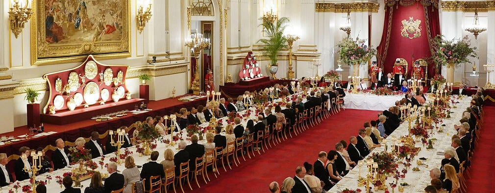 Guests at a State Banquet at Buckingham Palace, during a State Visit.