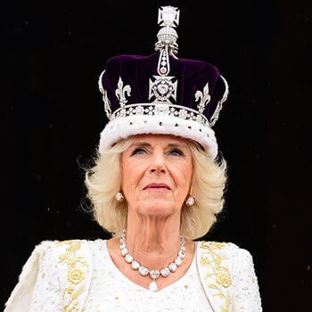 Queen Camilla wearing a crown