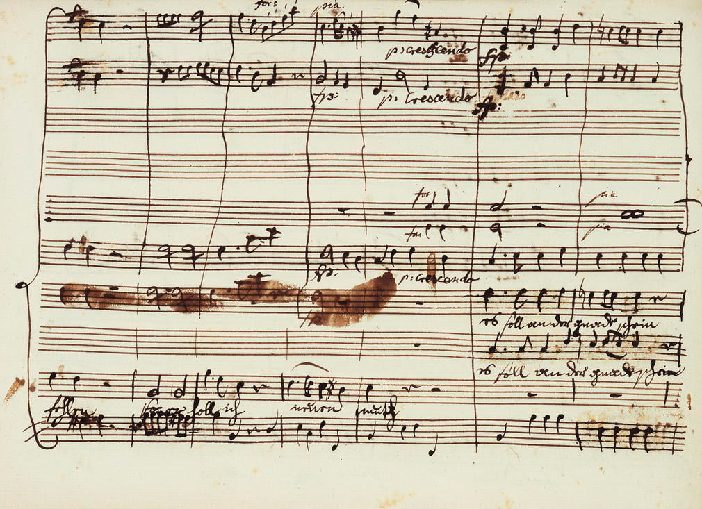 Original autograph manuscript in the hand of Mozart.Wolfgang Amadeus's father Leopold’s label on the front of this music manuscript reads ‘composto nel Mese di Marzo 1766’ - composed in the month of March, 1766. Recent scholars, however,