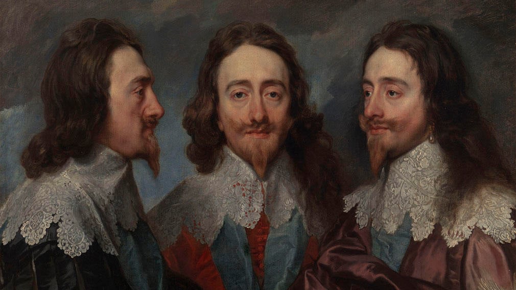 Portrait of King Charles I showing three angles of the king's face