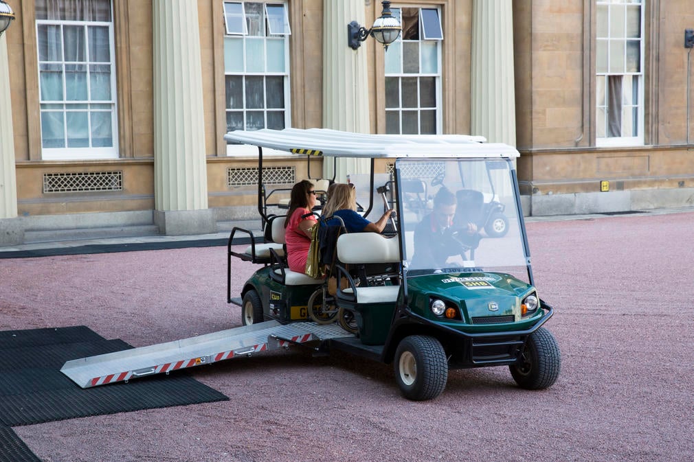 Golf buggy available for access visitors