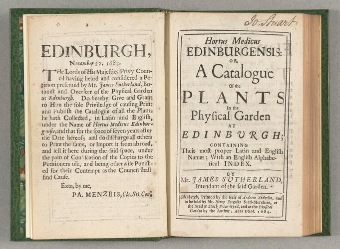 Hortus Medicus Edinburgensis : or, a catalogue of the plants in the Physical Garden at Edinburgh