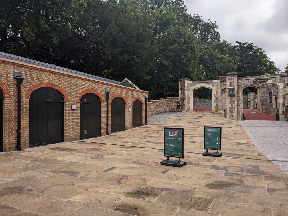 A courtyard showing the accessible toilet at Windsor Castle