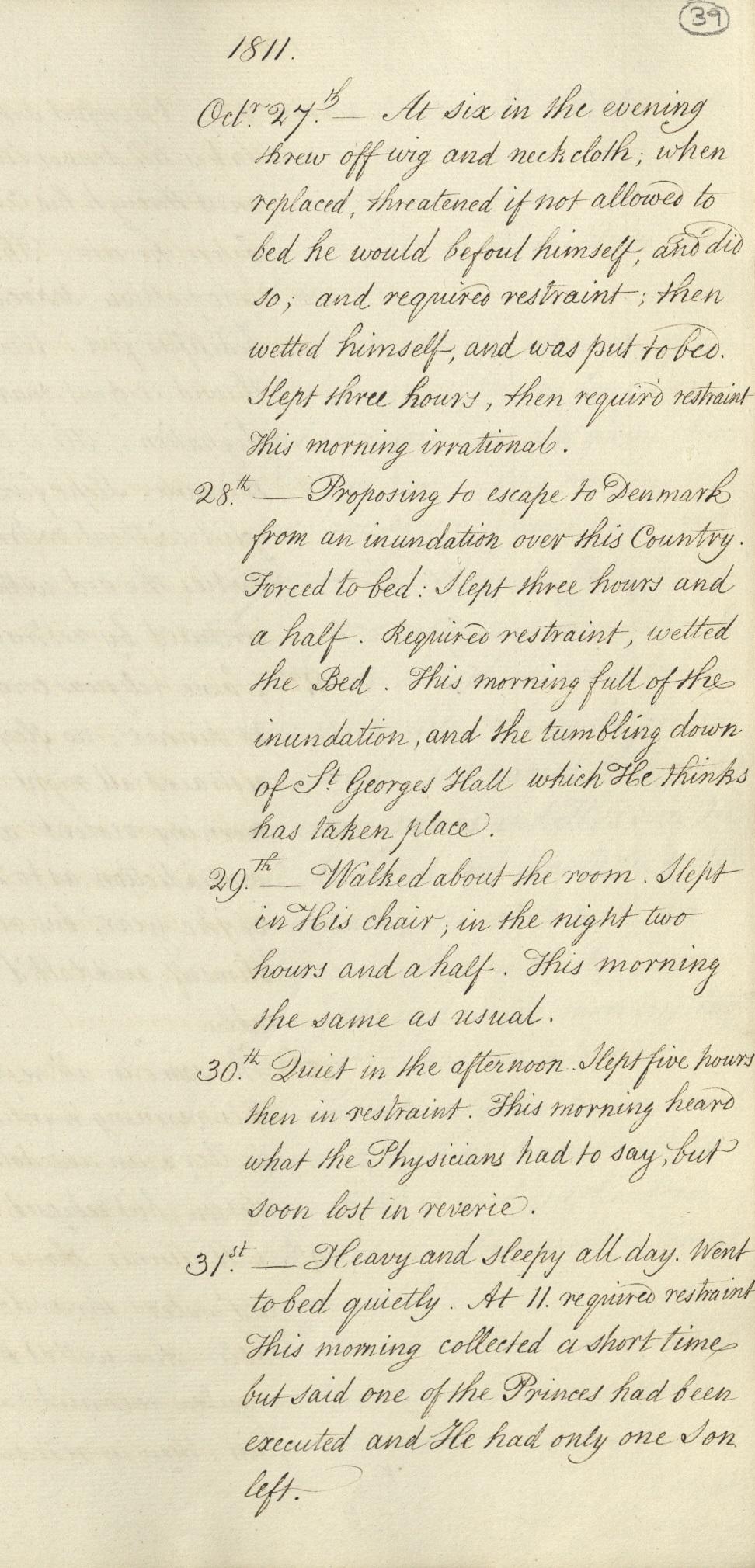 Account of George III's symptoms