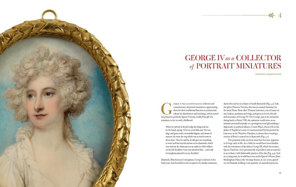 Double page spread from chapter on Miniatures from George IV book