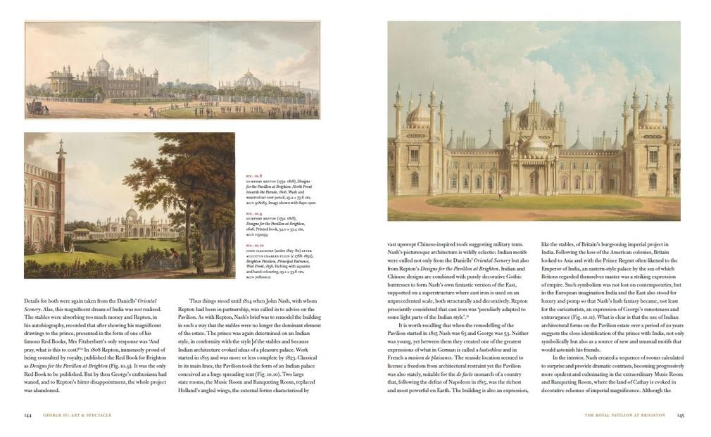 Double page spread from chapter on the Royal Pavilion from George IV book