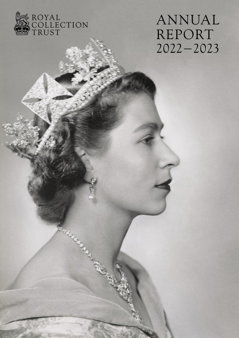Cover of a report with an image of Queen Elizabeth II wearing a crown.