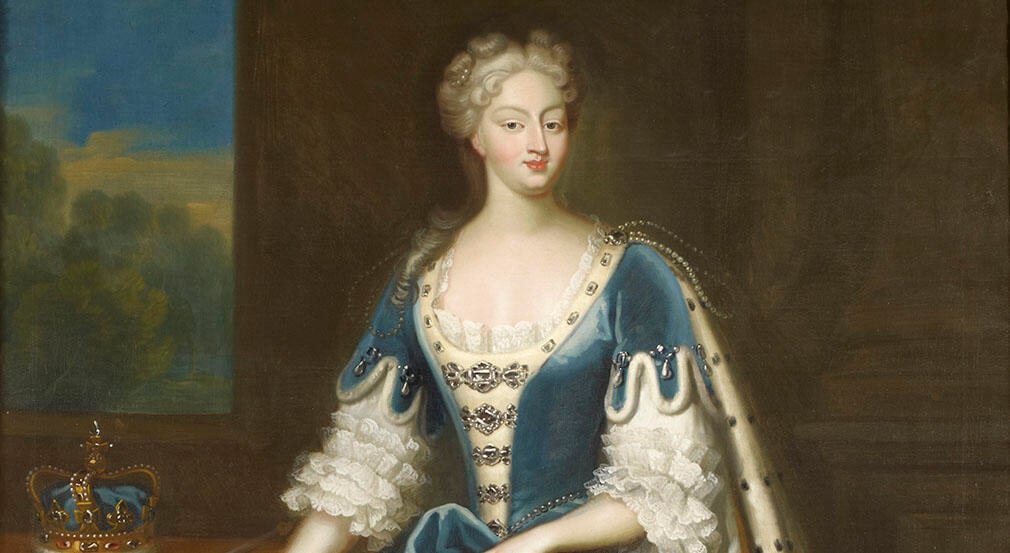 Caroline of Ansbach wearing a blue dress