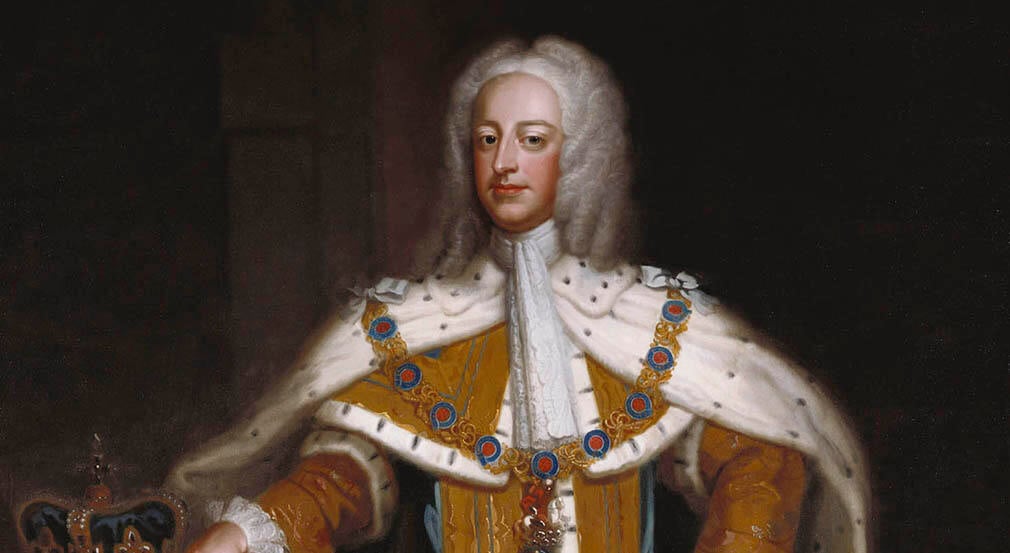 George II with a grey wig and robes