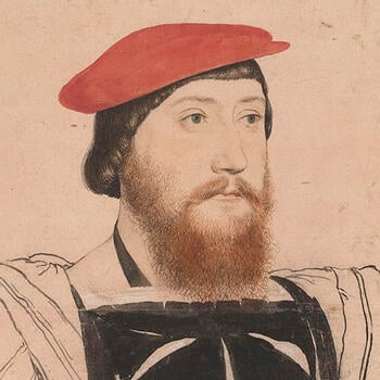Drawing of man wearing a red hat.