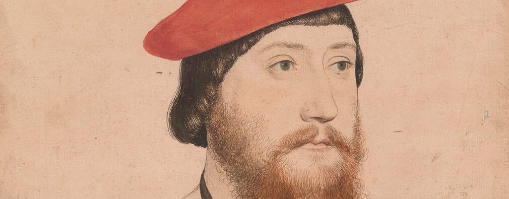 Drawing of a man wearing a red hat.
