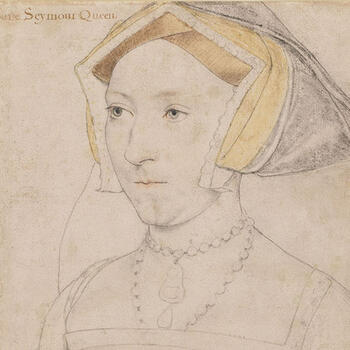 Drawing of Jane Seymour wearing a Tudor headdress.