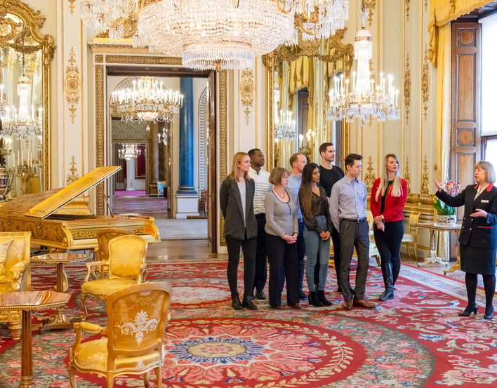 Visitors in the White Drawing Room of Buckingham Palace